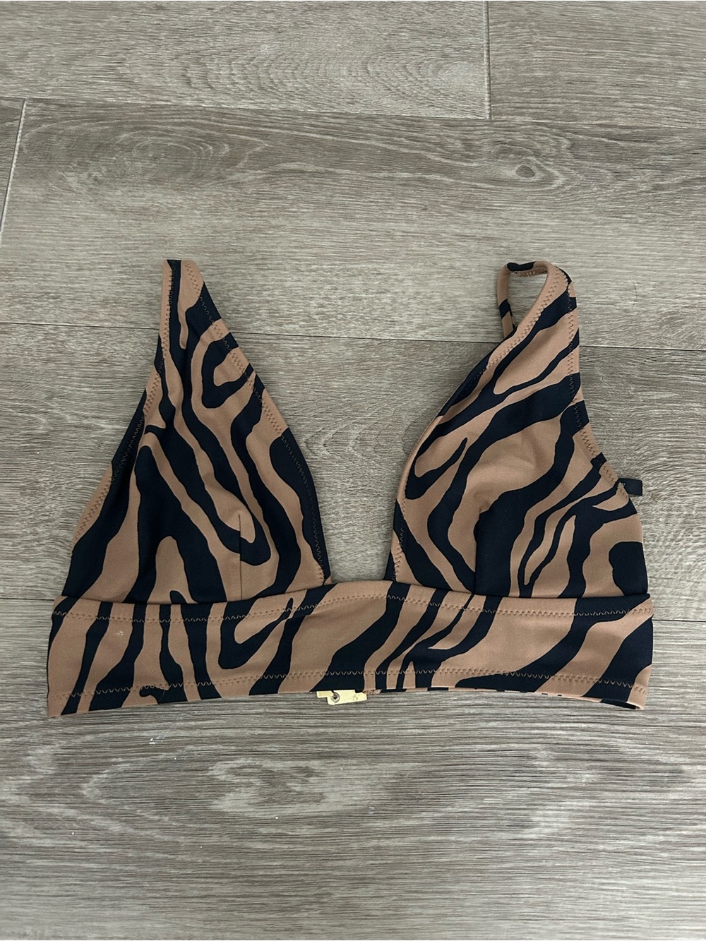 J. Crew Brown and Black Zebra Print Bikini Top